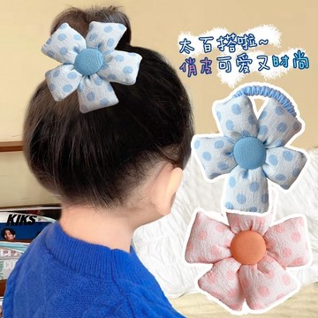 🌸台灣現貨 圓點大花髮圈 女童髮圈 兒童頭繩 不傷髮 可愛花朵 扎馬尾綁綁 女寶寶髮飾  造型髮圈A02