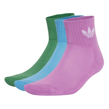 adidas 愛迪達 MID ANKLE SCK 襪子3件組  M  粉色 + 綠色 + 藍色  1組