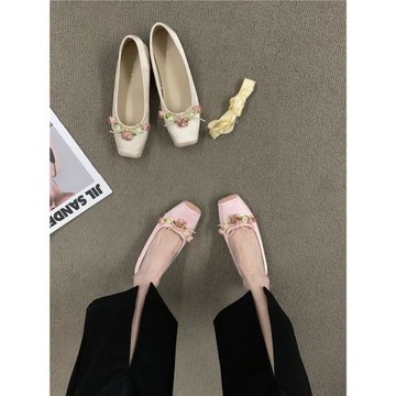 仙女晚晚平底配裙子單鞋2025年夏新款粉色絕美涼鞋高級感包頭半拖