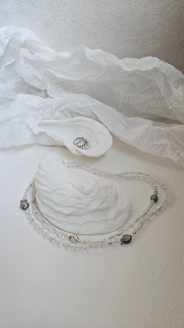 (多圈)(天然石水晶手鍊)(白水晶x赫基蒙白水晶x淡水珍珠x白蝶