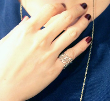 愛心圖形純銀尾戒