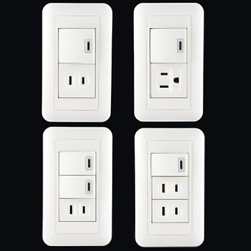 同立電工大型夜光 開關插座組 雅白 大面板 附蓋板 開關 插座 接地 蓋板 夜光壁切【DU405】123便利屋