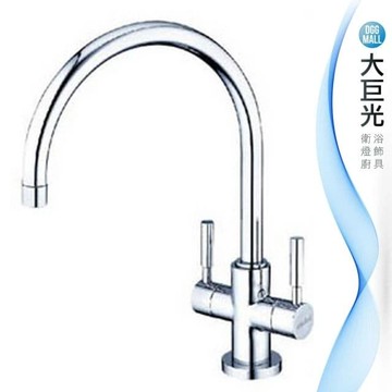 【大巨光】外銷美國日本陶瓷心雙一字把手無鉛廚房檯面單孔雙槍水龍頭(AB-KD-015)