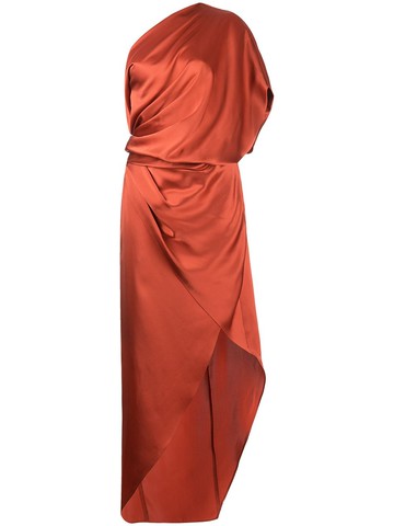 Michelle Mason - draped silk midi dress - women - Silk - 6 - Orange