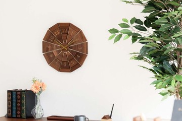 各地的著名工房 kochi SUN 文字鐘 日本產工藝品 木材 掛鐘 黑胡