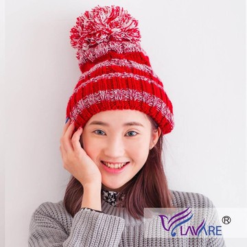 LAVARE-雙層升溫蓄熱帽-條紋-紅