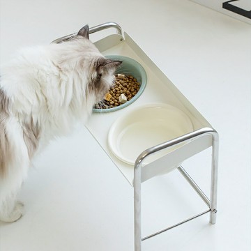 自動餵食器 智能餵食器 定時餵食器 狗狗餵食器 貓咪餵食器芝小麻貓咪小型犬不銹鋼可調節碗架陶瓷貓碗斜口加高護頸貓食盆