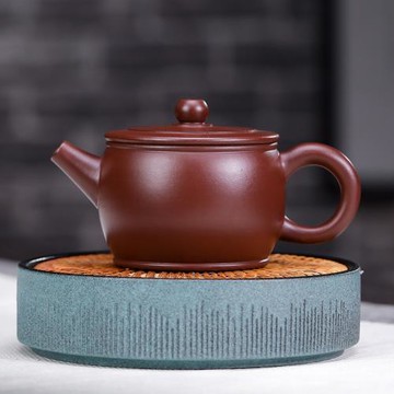 宜興紫砂壺手工 原礦紫朱泥大口蓋井欄180毫升大球孔出水