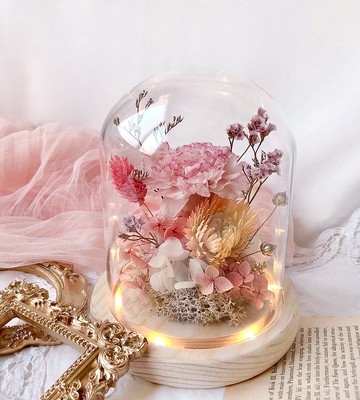 永生花康乃馨玻璃罩夜燈/附禮盒 台中可自取