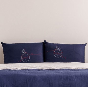 火星與金星 對枕枕頭套組 男孩遇見女孩系列 白/藍/卡其