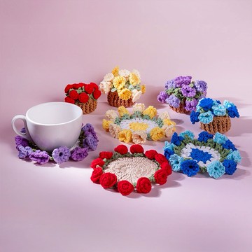 🆕新品上架【梨花瑪雅】🌹🌹精緻手工製作浪漫鈴蘭花，玫瑰迷你花束盆栽杯墊(4款)💕情人禮物，生日，閨蜜禮物禮物