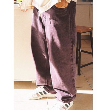 牛仔褲垮褲大襠褲闊腿寬松潮流休閑棉精品Big Boy拖地褲炒砂染色