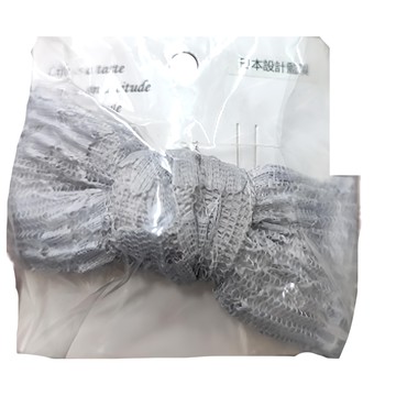 SY 日系蝴蝶結自動夾  蕾絲 灰色