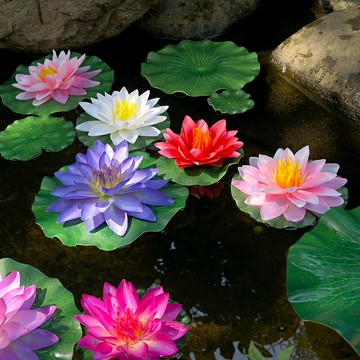 假睡蓮仿真荷花荷葉水池塘裝飾絹布水面魚缸漂浮舞蹈道具供佛蓮花