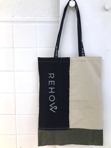 【永續改造】REHOW 設計師手提包_純手工製造 限量商品 直向絹印