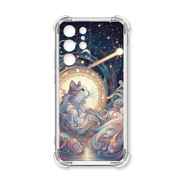 S系列(其他) 殼 TRON 三星 S21 Ultra 夏夜流星與貓 四角防摔殼 手機殼
