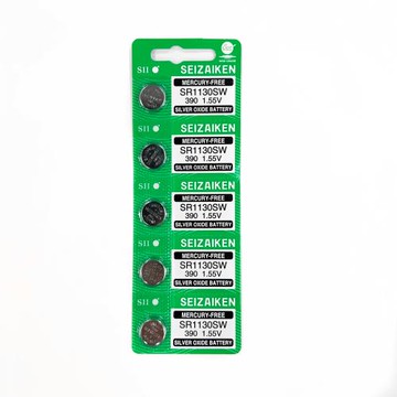 【SII精工】SR1130SW鈕扣型390氧化銀 電池 5顆排裝(1.55V無汞)