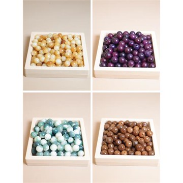 天然菩提根散珠DIY手工串珠綠飄花蜜桃粉圓珠桶珠手鏈配飾配珠