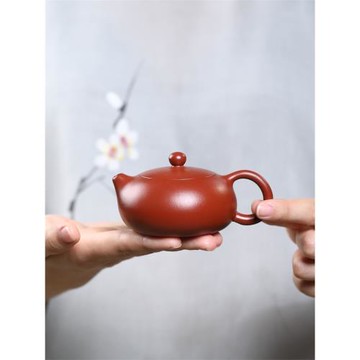 宜興純全手工紫砂壺朱泥大紅袍球孔小容量西施壺功夫泡茶壺具單壺