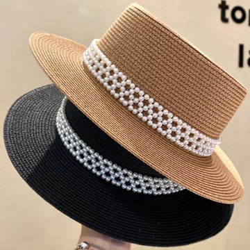 【巴黎精品】現貨+預購 渡假草帽高級法式遮陽帽名媛防曬帽禮帽草編帽子-夏季時尚珍珠寬檐女帽子4色a1kl29