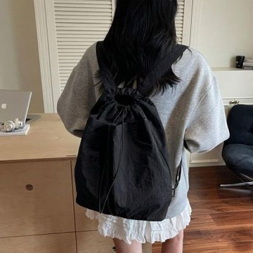 【HandStyle】後背包 日系極簡輕量尼龍束口休閒後背包(90115)