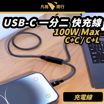 USB-C 一分二 充電線 | Type-C + C / C+ 蘋果 ㄧ拖二 100W 快充線 PD 雙頭 傳輸線