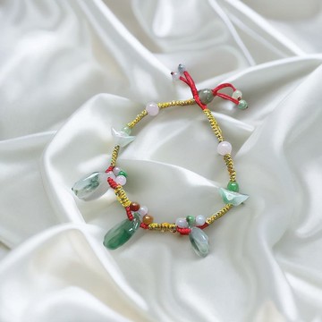 冰糯綠翡翠編織手鍊 | 天然緬甸玉翡翠A貨 | 送禮