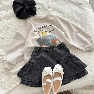 【四口甜】台灣現貨夏季新款 女童80-130兒童童裝  甜美牛仔蛋糕裙牛仔裙