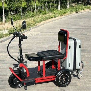 免運 開立發票 電動車 代步車 電動滑板車 折疊電動車 小型電動車  新款旅行雙人折疊三輪車便攜折疊電動老年人三輪車輕便代步家用