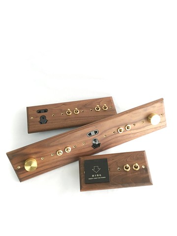 黑胡桃木 黃銅撥桿 酒店復古開關面板 民宿開關插座 專用定制鏈接