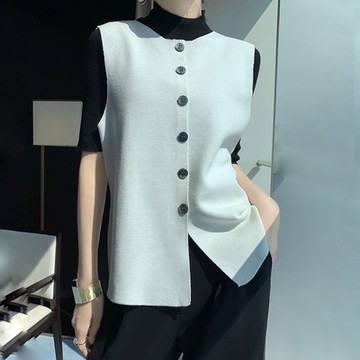 [巴黎精品] 羊毛背心針織外套-圓領純色系寬鬆顯瘦女外套3色a1if3