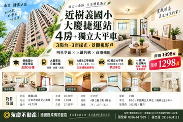 近樹義國小明星學區4房+大平車3陽台視野戶⭐靜園｜台中市南區文心南路