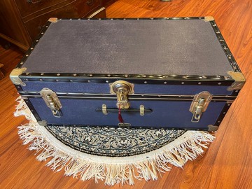 英國近代20世紀古董湛藍行李箱