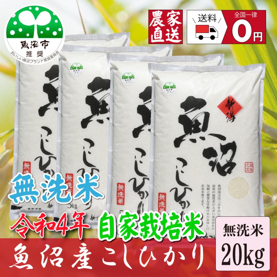 新米 お米２０ｋｇ 令和5年産 魚沼産コシヒカリ 無洗米5kg×４袋  安心安全 農家直送 信頼と品質のお米 魚沼市推奨コシヒカリ 送料無料