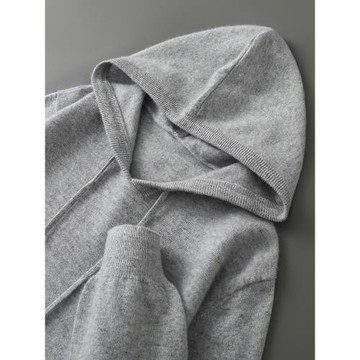 2024冬新款山羊絨衫男士連帽衛衣100%純色套頭帶帽毛衣打底針織衫