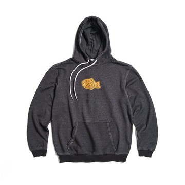 EDWIN 東京散策系列 鯛魚燒連帽長袖T恤-男女款 (黑灰色)