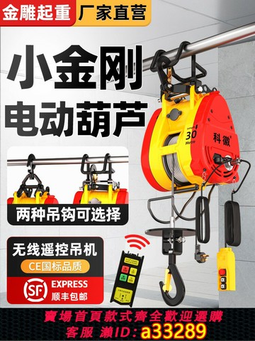 {可打統編 超低價}小金剛電動葫蘆220v小型吊機家用遙控升降便攜式微型電葫蘆卷揚機