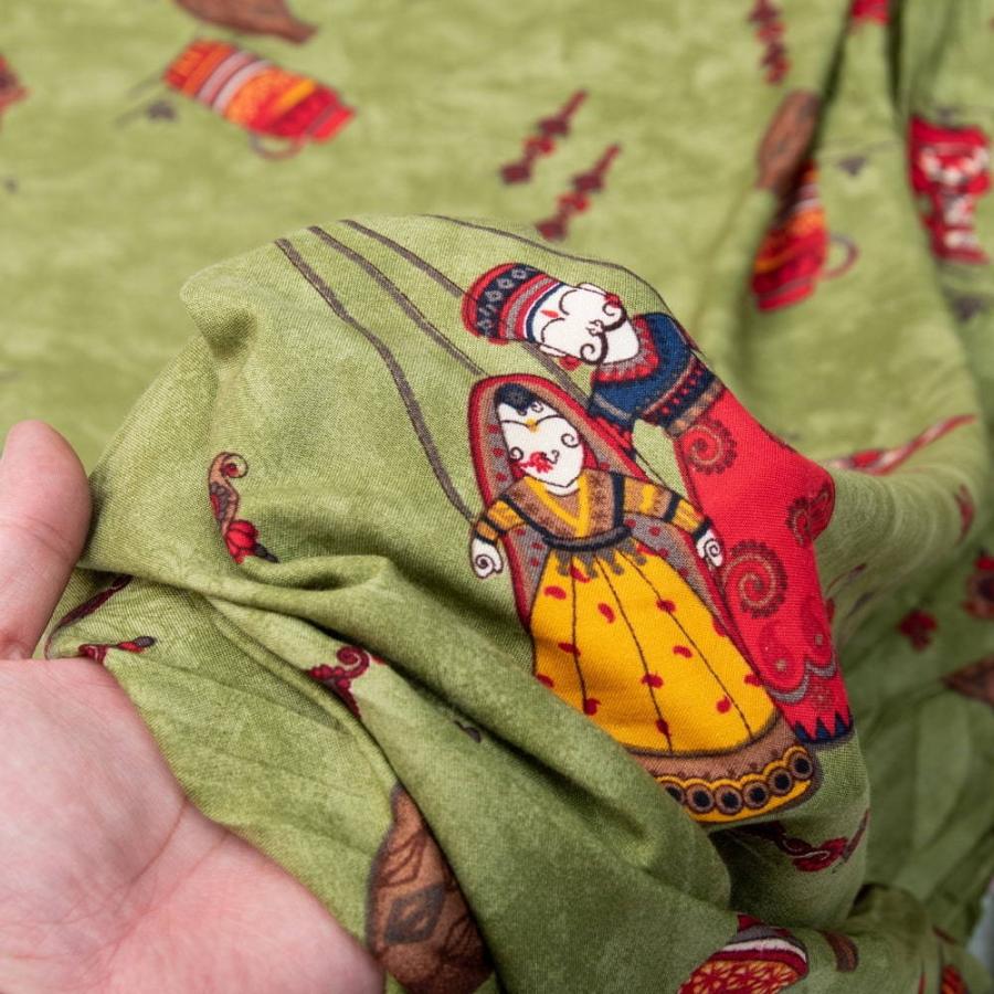 サブカル 仏像 ブッダ ラジャスタン 〔1m切り売り〕インドの伝統と不思議が融合 おもしろデザイン布〔109cm〕