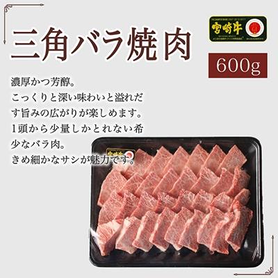 ふるさと納税 綾町 宮崎牛三角バラ焼肉600g(綾町)