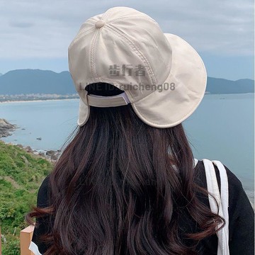 漁夫帽可調節帽子寬檐防曬可扎馬尾遮陽帽日系百搭帽子【步行者戶外生活館】