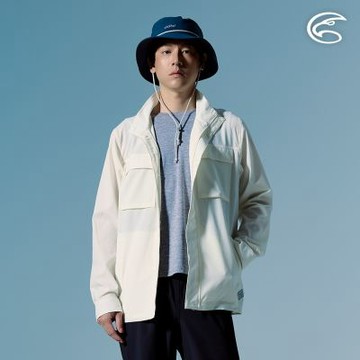 ADISI 男防曬輕抗風平織軍裝貼袋夾克 AJ2691049 棉花白 (M-2XL)｜UPF30+ 抗UV 吸濕排汗 輕抗風 立領 防曬外套