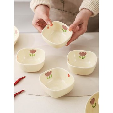 奶油風蘸料碟家用高顏值陶瓷火鍋調料碟烤肉蘸醬碟調味碟小菜碟子