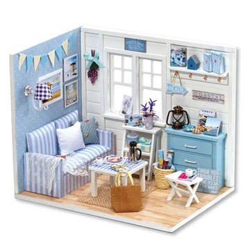 DIY 微型可愛藍色小屋套件  1組  蔚藍小屋