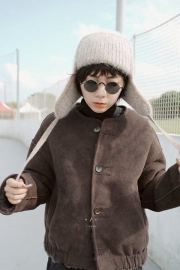 摩卡芝麻麂皮雙面穿毛毛外套 - 2色 - 摩卡