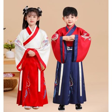 漢服男童國學服女童古裝襦裙小學生唐裝兒童漢服書童三字經演出服