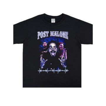 波茲·馬龍Post Malone嘻哈說唱潮牌印花棉T恤短袖圓領寬松嘻哈