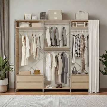 吊衣桿 掛衣架 衣帽架 免運 附發票 衣架落地立式簡易衣櫃支持定制收納儲物臥室衣帽間落地掛衣架