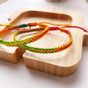 情人節 法國奶奶幸運彩虹漸層編織手鍊 寬度5mm