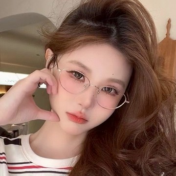 金絲眼鏡 極輕 適合圓臉 眼鏡架 眼鏡女 橢圓形眼鏡 鏡框 無度數眼鏡 復古眼鏡 鈦架 小臉神器 素顏眼鏡 文青 059