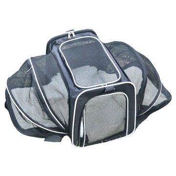 萌貝貝 外出必備雙向超展開透氣寵物外出包 黑色  45 x 30 x 30cm  1個